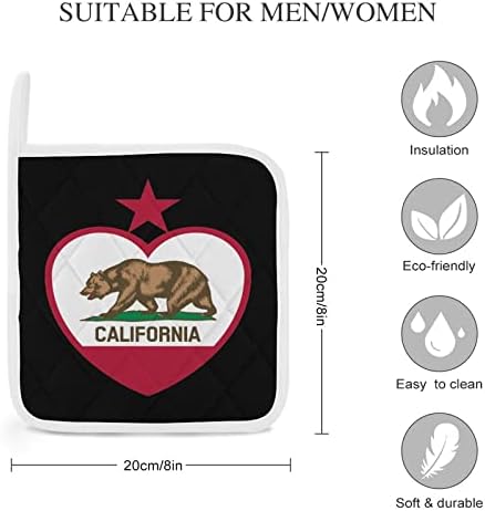 Kaliforniai Köztársaság Zászló kaspókat, 8x8-as hőálló Meleg Párna Potholders Asztali Védelem, a Főzés, Konyha, 2 Darabos
