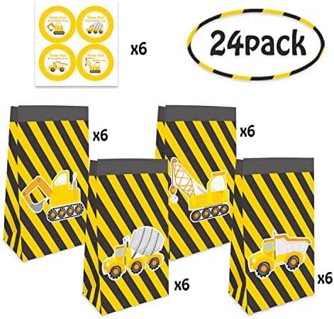 24 Pack Építési Fél Táskák Köszönöm Matricák Építési Téma Party Kellékek Candy Kezelni Táskák Ajándék Táskák Építési