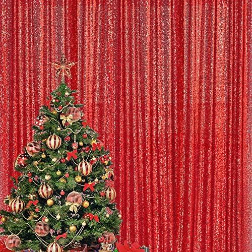 4×7 LÁB Piros Flitter Hátteret, Függöny, Fotózás Hátteret, Csillogó Függöny Szövet Hátteret Karácsonyi Esküvő Party