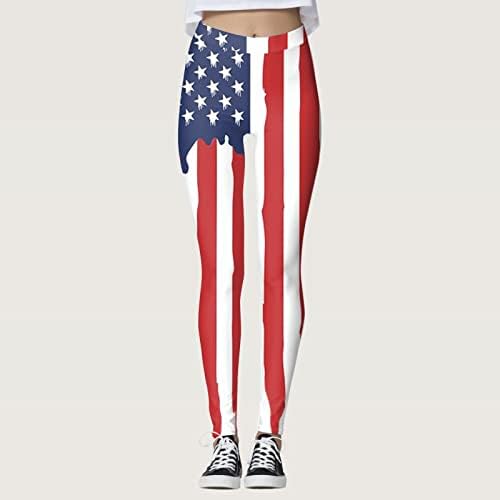 Amerikai Zászló Hazafias Legging Női Has Ellenőrzési USA Zászló Csík Csillag Leggings Kényelmes, Könnyű, Sportos Futó