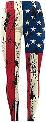 Amerikai Zászló Hazafias Legging Női Has Ellenőrzési USA Zászló Csík Csillag Leggings Kényelmes, Könnyű, Sportos Futó