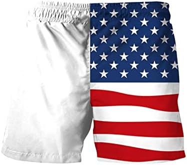 Stretch Fürdőruha Rövidnadrág Férfi USA Zászló Nyomtatás Könnyű fürdőruha úszógatya Plus Size július 4 Férfi Fürdőruha