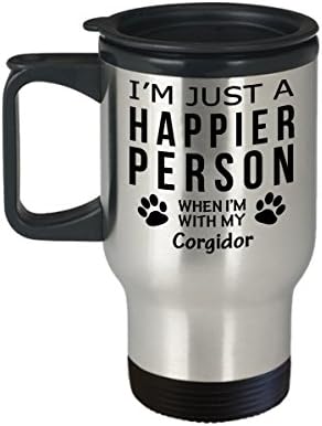 Kutya Szerető Utazási Bögre - Boldogabb Ember A Corgidor -Kisállat-Tulajdonos Mentő Ajándékok