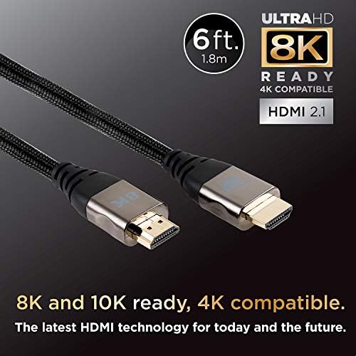 UltraPro 8K HDMI 2.1 Kábel, 6ft. Nagysebességű 48Gbps, 8K @ 60Hz, 4K 1440p 1080p @ 120Hz, HDR VRR eARC MIR, Kompatibilis