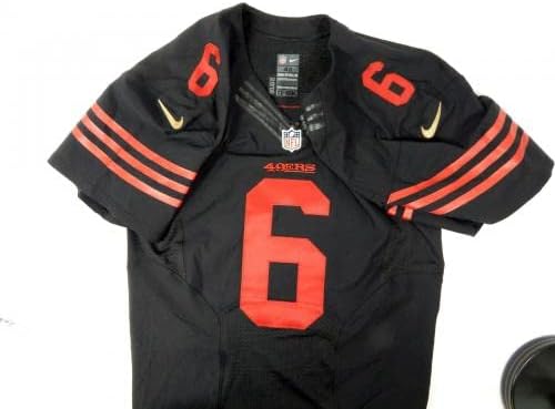 -ban a San Francisco 49ers 6 Játék Kibocsátott Fekete Jersey Szín Rush 42 DP31370 - Aláíratlan NFL Játék Használt