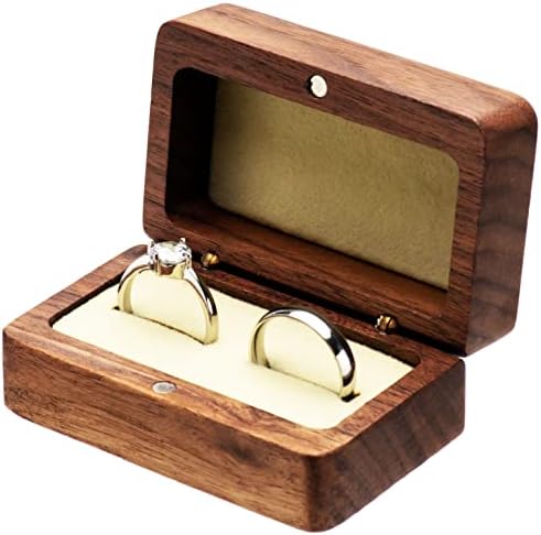 COSISO Régi, Fából készült Gyűrű Doboz, 2 Gyűrű, Egyedi ajánlatot Ajándék, Esküvő, Eljegyzés, valamint Szertartás (Bézs