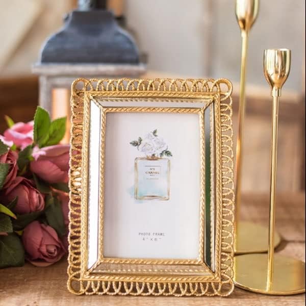 DLVKHKL Arany Képkeret Ajándék Haza Esküvői Dekoráció Kis Asztal Gyanta Képkeret Dekoráció