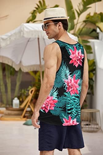 COOFANDY Férfiak Virágos Top Ujjatlan Pólók Minden Tájáról Nyomtatása Alkalmi Sport, Tornaterem, Pólók Hawaii nyaralása