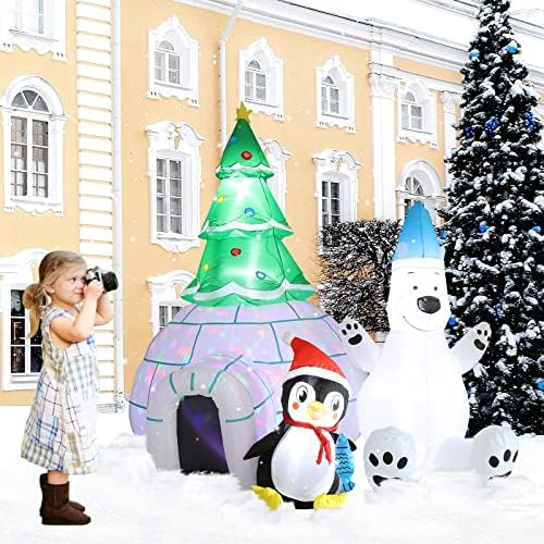 6.5 ft Karácsonyi Felfújható Dekoráció Jég Ház jegesmedve Felrobbantani Beépített LED Kültéri, Beltéri Udvaron Égő az