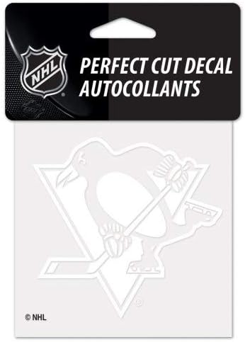 WinCraft NHL Pittsburgh Penguins 4x4 Tökéletes Vágott Fehér Matrica, Egy Méret, a Csapat Színe