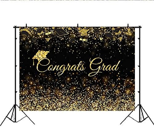 Lofaris Osztály 2023 Congrats Grad Fekete-Arany Csillogó Fotózás Hátteret Gratulálok Arany Érettségi Kap Ünnepség, Bál