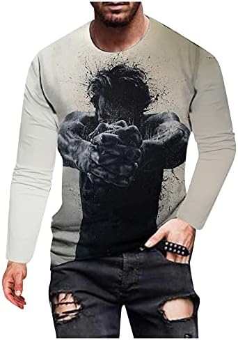 XXBR Katona Long Sleeve T-shirt Mens, Ősz Utca Absztrakt Művészet Portré Nyomtatás Edzés Atlétika Sleeve Tee Maximum