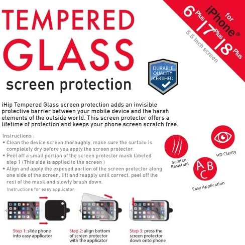 iHip iPhone 6+,7+,8+ Edzett Üveg kijelző Védő fólia, Anti Karcolás, Buborék Mentes, Törni-Igazolás, valamint HD világosság