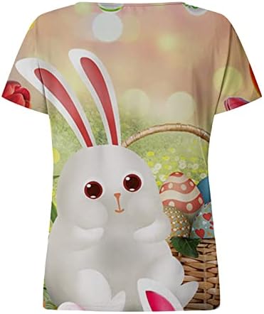 Blusa con Estampado de Húsvét 2023 Camisetas de a Manga Corta con Cuello en V Camisetas de Verano holgadas a la Moda