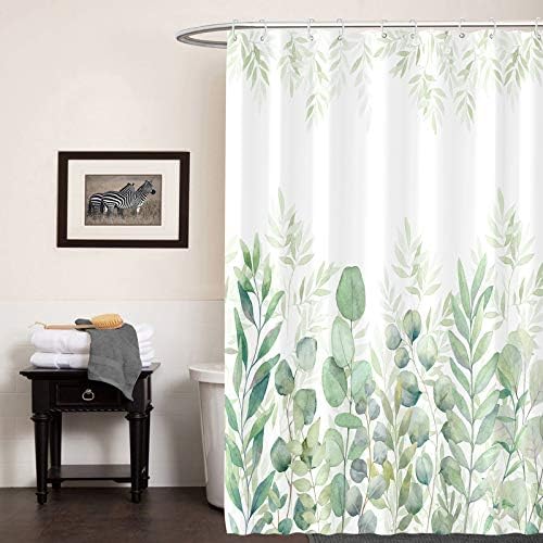 AMM Zöld-Fehér Zuhanyzó Függöny, Szövet Zuhanyzó Függöny, a Fürdőszoba, a Növény Levelei zuhanyfüggöny Készletek 12