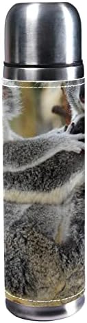 2 db,Szigetelt Rozsdamentes Acél Termikus Utazási Bögre,Kávét Termoszban Forró Ital 500ml,szürke koala állat faminta