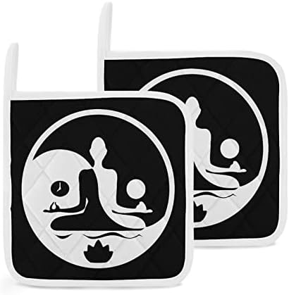 A jóga Yin Yang kaspókat, 8x8-as hőálló Meleg Párna Potholders Asztali Védelem, a Főzés, Konyha, 2 Darabos Készlet