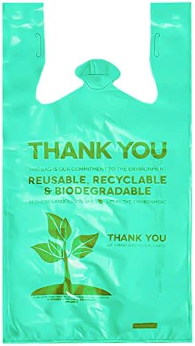 Csomag 25 biológiailag Lebomló Zacskók fogantyúval T-Shirt Táskák Köszönöm biológiailag Lebomló Műanyag bevásárlótáskák