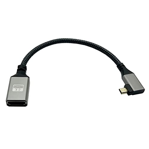 Ferde Mikro HDMI-HDMI Kábel;Seadream 8inch 90 Fokos Bal Szög Micro HDMI Male-HDMI Férfi Kábel Csatlakozó (1Pack) (Balra