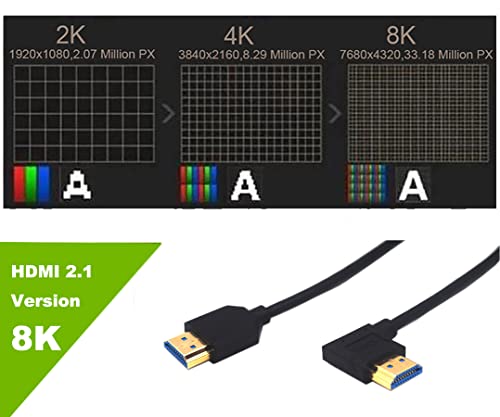Kework 4ft HDMI 8k Spirál Kábel, HDMI 2.1 Verzió Ultra HD Spirál Kábel, 90 Fokos Bal Szög HDMI 8K Férfi HDMI 8K Férfi