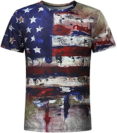 XXBR Férfi Amerikai Függetlenség Napja T-Shirt-Sleeve Stars and Stripes Nyomtatás Póló USA Rövid Ujjú Tornaterem, Maximum