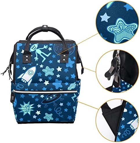 GUEROTKR Utazási Hátizsák, Pelenka táska, Hátizsák Táskában, csillagos star bolygóra űrhajó kék mintás