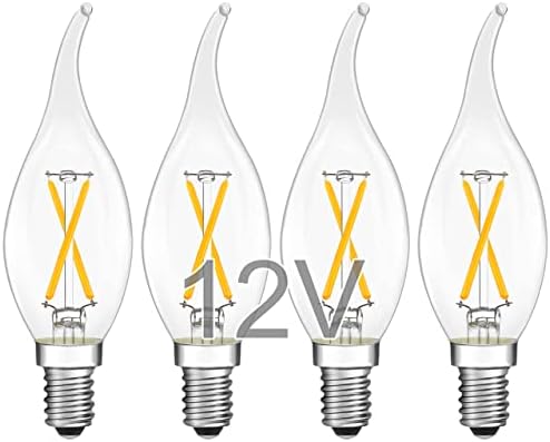 12V E12 LED Gyertyatartót Izzók - Puha Meleg 2700K 2W (Csak 12 Voltos DC/AC)- Kis Gyertya Bázis - 25W Egyenértékű Alacsony