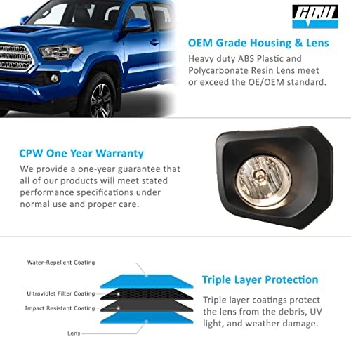 CPW Ködlámpa Kompatibilis [ 2017 2018 2019 2020 2021 2022 Toyota Tacoma] Tiszta Lencse Lökhárító Vezetés Ködlámpa