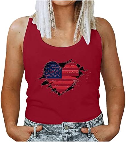 Női Amerikai Zászló Maximum július 4-én Ujjatlan/Rövid Ujjú Nyakkendő Festék, Nyomtatás, Póló, Alkalmi Függetlenség