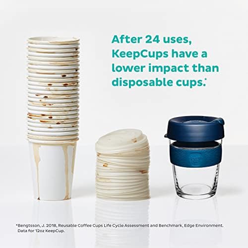 KeepCup Újrafelhasználható Edzett Üveg Kávés Csésze | Bögre a cseppálló Fedél, Csúszásmentes Szilikon Zenekar, Könnyű,