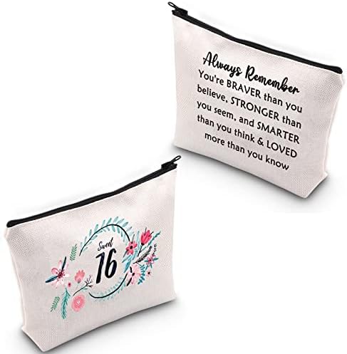 MBMSO 16 Ajándékok Lányoknak 16. - án Születésnapját 16 Éves Lány Ajándékok 16 Kozmetikai Táska Aranyos Smink Táskák