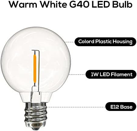 SUNTHIN 2 Csomag G40 LED Izzók, 1W LED Izzók E12 Bázis, 5 Wattos Izzók Egyenértékű, Meleg Fehér, 2700K, Csere Izzók