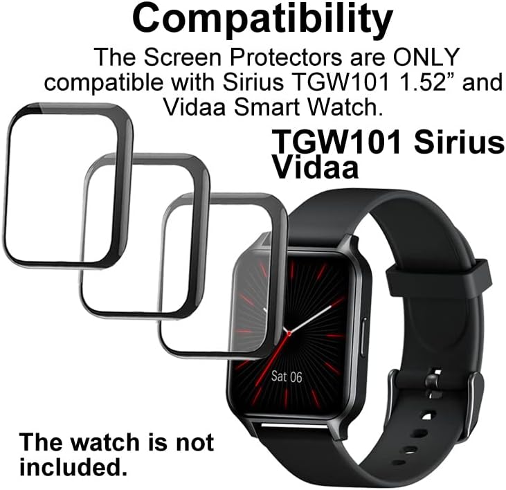 smaate 3D-s képernyővédő fólia Kompatibilis Touchelex Sirius TGW101 1.52 inch, valamint Deeprio Vidaa Smartwatch，3-Pack