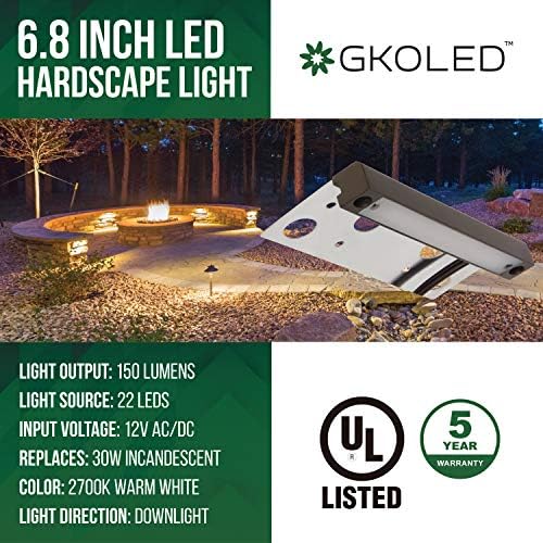 GKOLED 20-Pack Homályos Lencse Hardscape Fény, UL, 6.8 Cm Hosszú, Integrált 22pcs 2700K, LED fényforrás, a Táj LED Lépés