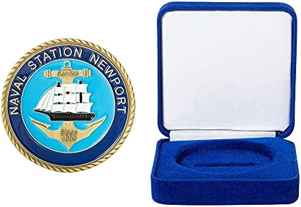 Haditengerészeti Állomás Newport Egyesült Államok Haditengerészeti Bázis Kihívás Érme, Kék Bársony Kijelző Doboz