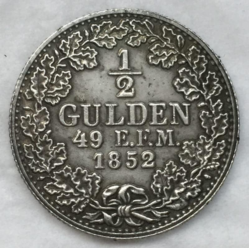 1852-Ben, A Német Érmék Réz Ezüstözött Antik Érmék, Érme, Kézműves Gyűjtemény Csapás