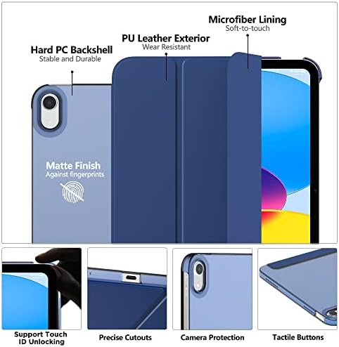 MoKo iPad 10 Generáció Esetben 2022,Smart Cover tok iPad 10 Gen 10.9 hüvelyk 2022 Navy Blue & Görögdinnye Piros