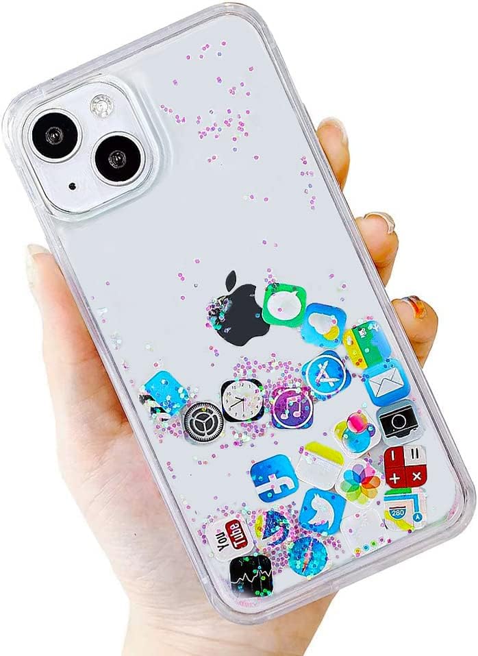JIATAY Folyékony iPhone 14 Pro Max Esetben Egyértelmű, Kamera Lencséjét Védő Nehéz Ügy Védő Lökhárító 3D Kék Folyó Bling