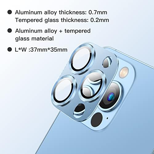 [2 Csomag] Auleegei Kamera Lencséjét Védő Kompatibilis az iPhone 13 Pro 6.1 colos＆ iPhone 13 Pro Max 6.7 hüvelykes [9H