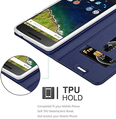 Cadorabo Könyv Esetben Kompatibilis a Huawei Nexus 6P a Klasszikus Sötét Kék - Mágneses Bezárása, Állj Funkció, valamint