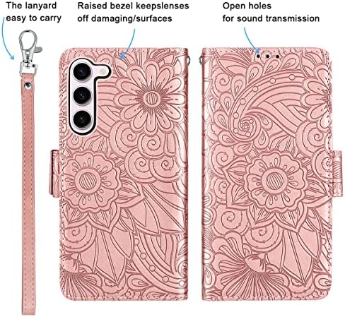 Bizzib Samsung Galaxy S23 Plusz Tárca az Esetben,Dombornyomott Mandala Virágos Bőr Folio Flip Ütésálló Karóra Védő ID