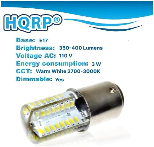 HQRP 110V E17 Bázis Szilikon Kristály Szabályozható LED Izzó Meleg Fehér Kompatibilis Samsung RM255BARB / RM255LABP