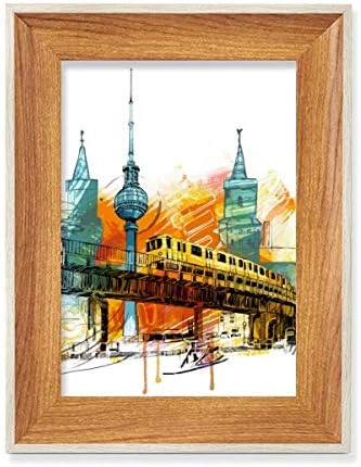 MCJS Tokyo Japán Vasúti Vonat Torony Asztali Fa Képkeret Kijelző Kép Art Festmény Több Készletek