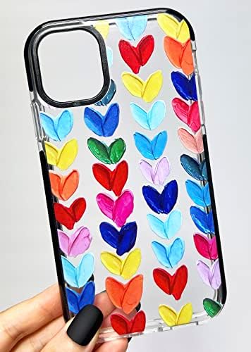 Színes Szivárvány Szerelmes Szívek Tiszta Telefon tok iPhone 11 6.1 colos, Divat Aranyos Esztétikai Minta Design Puha