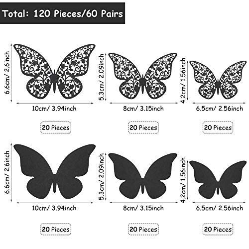 120 Darab 3D Réteges Pillangós Fali Dekor Cserélhető Pillangó Matricák Üreges Freskó Matricák Dekoratív Fali Művészet,