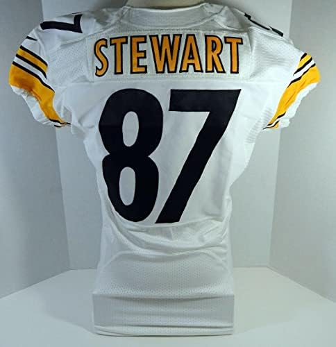 2012 Pittsburgh Steelers Juamorris Stewart 87 Játék Kiadott Fehér Jersey 46 21212 - Aláíratlan NFL Játék Használt Mezek