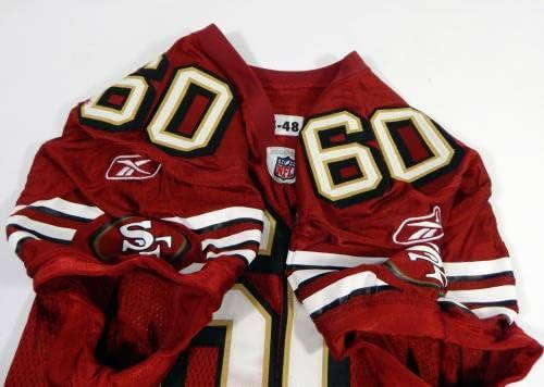 2005-ben a San Francisco 49ers Brian De La Puente 60 Játék Kiadott Piros Mez 48 30878 - Aláíratlan NFL Játék Használt