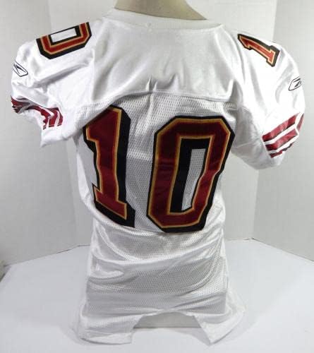 2007-ben a San Francisco 49ers 10 Játék Kiadott Fehér Jersey 44 83 - Aláíratlan NFL Játék Használt Mezek