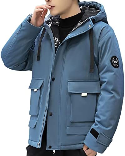 Férfi Őszi-Téli Kabát Kabát Nagy Méret egyszínű Pamut Kabát Bélelt Kabát Zsebében, Kabát, Sapka Kabát