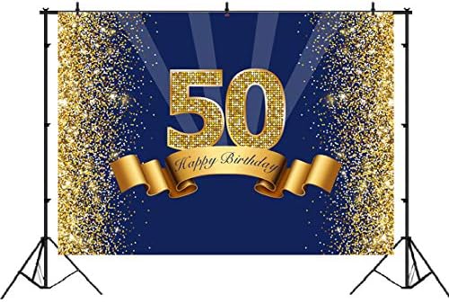 Boldog 50-ik Születésnapját Hátteret, Navy Kék, Csillogó Arany Fotózás Háttér Fényes Felnőtt Férfiak Ötven Éves Korában